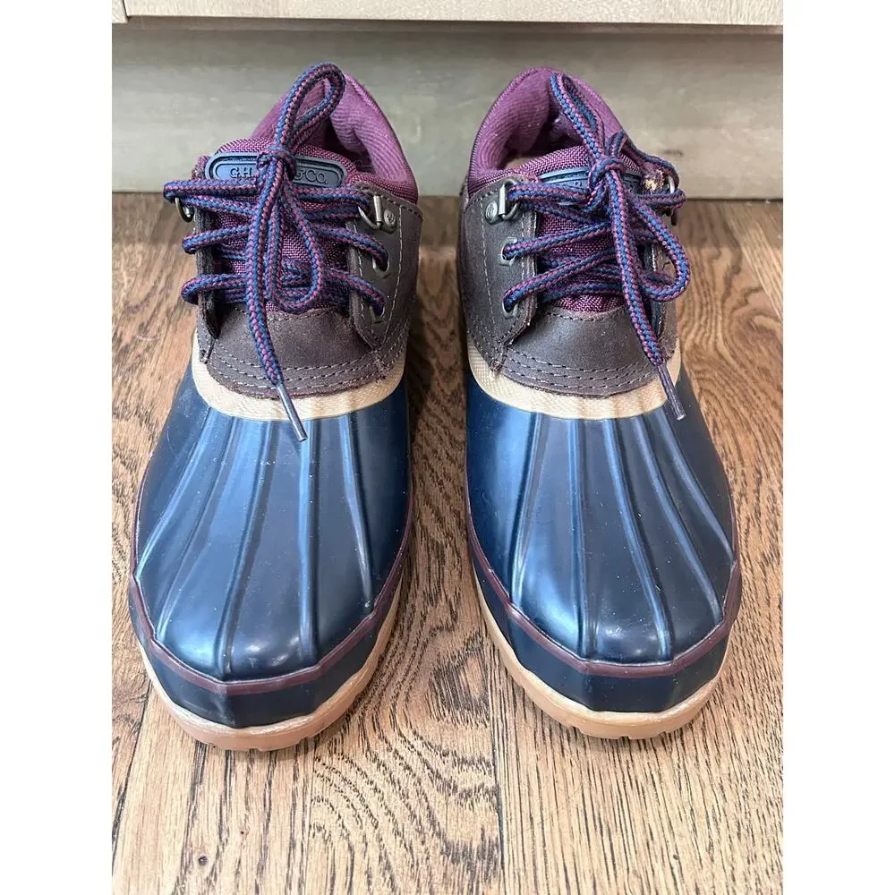 G.H. Bass & Co. Men’s Low Top Duck Boots Navy Brown Purple Trim Sz11 Waterproof